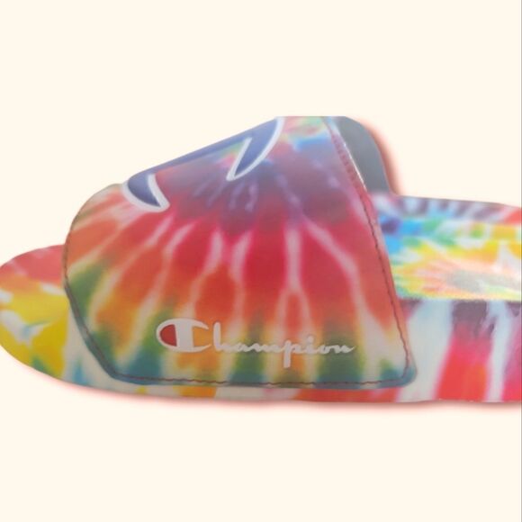 Champion Tie-Dye Slides, Multi Rainbow - Size 7Y (Men's 7 / Women's 8.5) - Picture 3 of 5